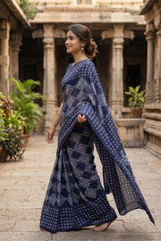 Navy Blue Sungudi Saree 10078031