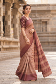 Brown Kanjivaram Tissue Silk EttuKol Saree with Seepu Rekku Border 10077917