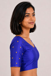 Azure Blue Aari Embroidered Tussar Silk Blouse 10070438