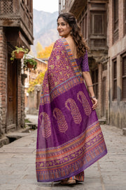 Violet Kani Printed Silk Saree 10077878