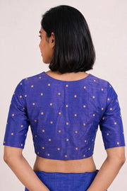 Blue Hand Embroidered Chanderi Silk Cotton Blouse 10077725