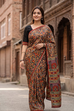 Black Kani Printed Silk Saree 10077879