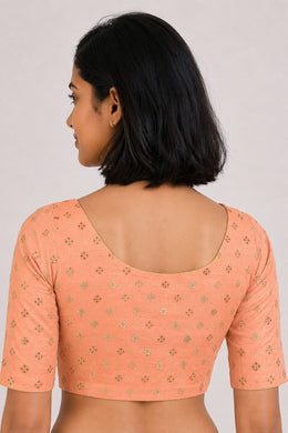 Peach Aari Embroidered Banarasi Silk Cotton Blouse 10066118