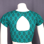 Green Cotton Hand Block Printed Padded Blouse 10077149