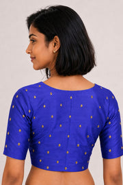 Blue Aari Embroidered Tussar Silk Blouse 10077723