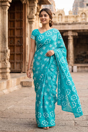 Turquoise Blue Sungudi Saree 10078030