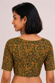Green Ajrakh Printed Cotton Blouse 10072501