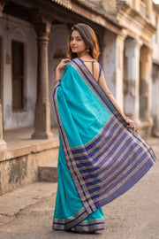 Blue Semi Mysore Crepe Silk Saree 10077792