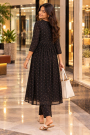 Black Printed Cotton Kurta Co-ord Set 10078207