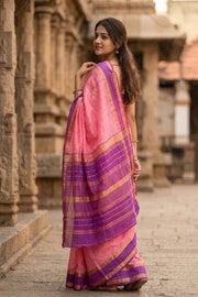 Pink Kanjivaram Silk Saree with Retta Pettu Border 10077900
