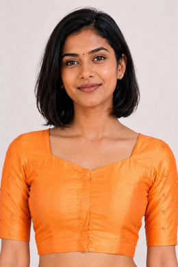 Orange Aari Embroidered Silk Blouse 10069591