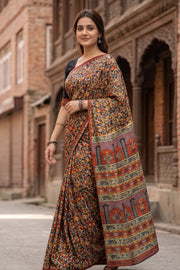 Black Kani Printed Silk Saree 10077879