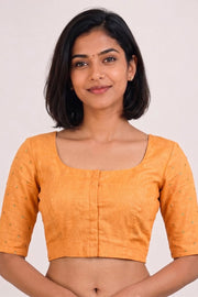 Orange Hand Embroidered Chanderi Silk Cotton Blouse 10077741