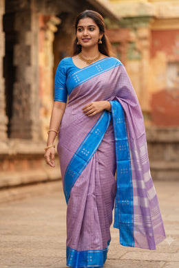 Blue Korvai Kanjivaram Silk Saree with Thandavalam Border 10077920