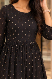 Black Printed Cotton Kurta Co-ord Set 10075952