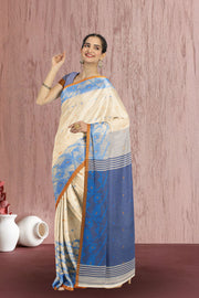 Cream Bengal Handwoven Jamdani Style Cotton Saree 10075330