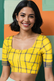 Yellow Andhra Cotton Blouse 10074417