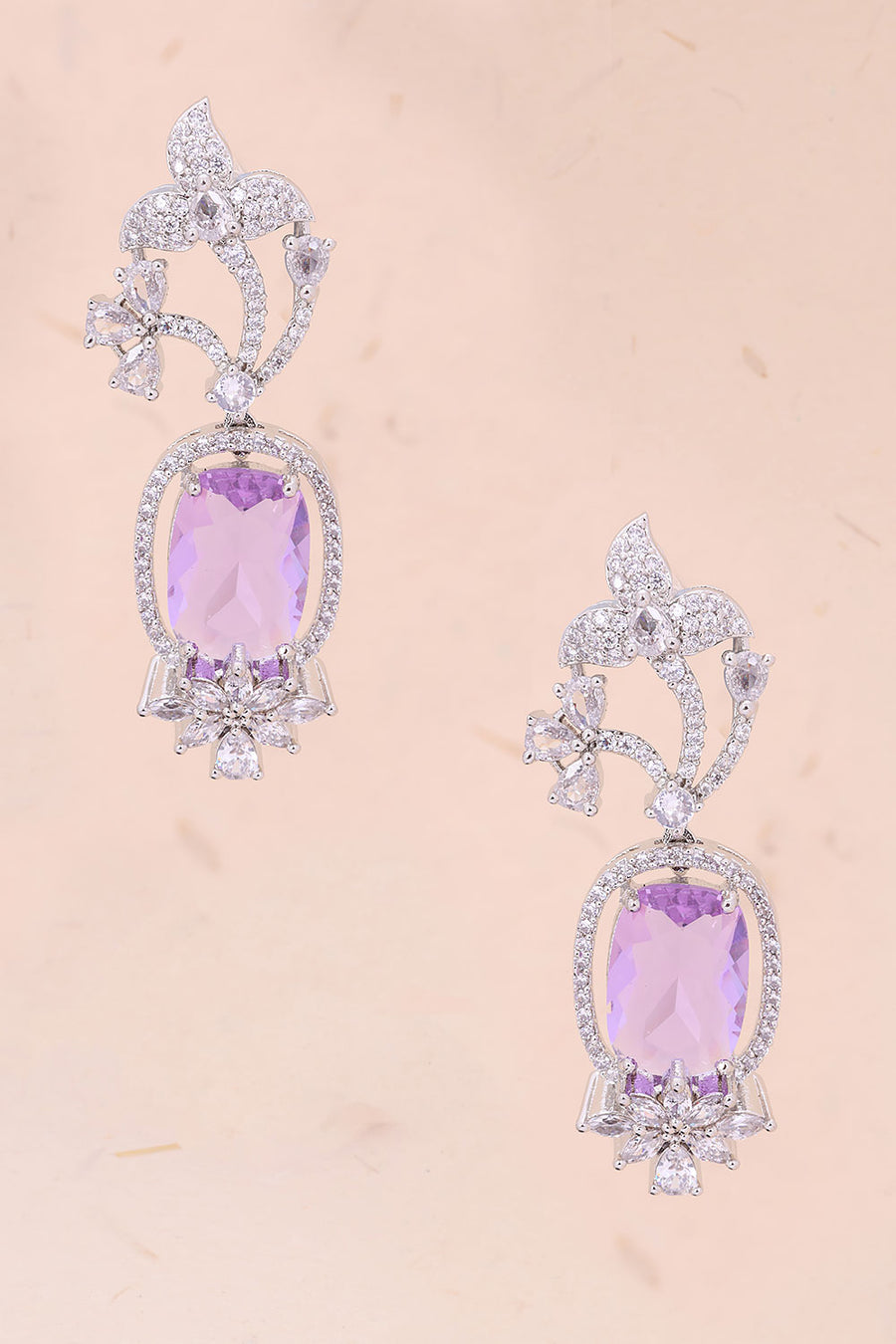 Purple Handcrafted AD Stone Earring
