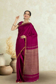 Magenta Maheshwari Silk Cotton Saree 10075234