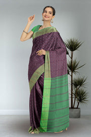 Brown Art Silk Kanjivaram Saree With Checks Design 10076316