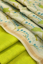 Lime Green Chanderi Silk Cotton 2 Piece Salwar Suit Material 10077392