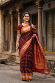 Maroon Handloom Kanchi Silk Cotton Saree 10077998