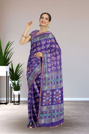 Purple Patola Printed Silk Cotton Saree 10074940