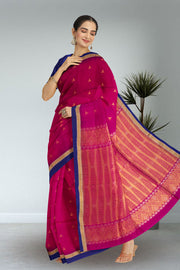 Magenta Handloom Kanjivaram Soft Silk Saree 10075691