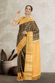 Brown Pure Silk Kanjivaram Saree 10071863
