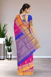 Hot Pink Pure Zari Kanjivaram Silk Saree 10059191