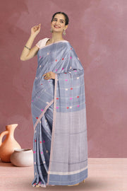 Grey Chanderi Silk Cotton Saree 10075379