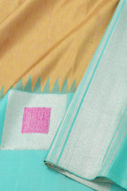 Warm Yellow Ettukol Kanjivaram Silk Saree with Contrast Border 10077907