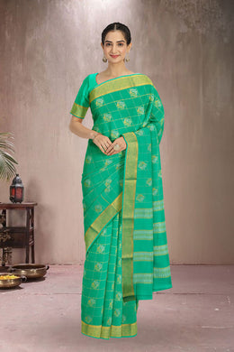 Green Mysore Crepe Silk Saree 10065872