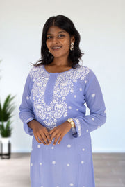 Blue Chikankari Embroidery Georgette Kurta 10074393