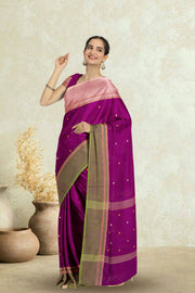 Brown Handloom Chettinad Cotton Saree Without Blouse 10075156