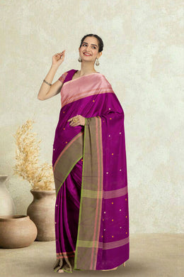 Brown Handloom Chettinad Cotton Saree Without Blouse 10075156