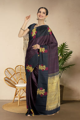 Black Pure Zari Kanjivaram Silk Saree 10063141