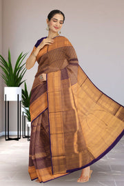 English Violet Monotone Kanjivaram Silk Saree 10075622