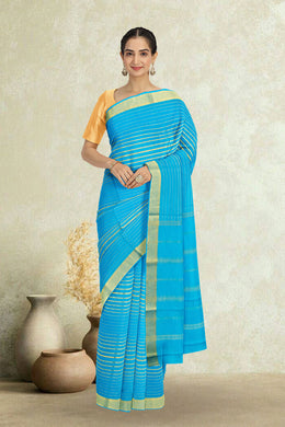 Blue Mysore Crepe Silk Saree 10065847