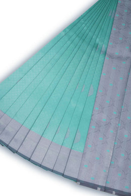 Blue Kanjivaram Vegan Silk Saree with Contrast Pallu 10074885