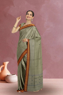Green Handloom Chettinad Cotton Saree Without Blouse 10075201