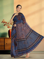 Blue Indigo Jahota Print Kota Cotton Saree 10074191