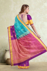 Blue Handloom Kanjivaram Soft Silk Saree 10075698