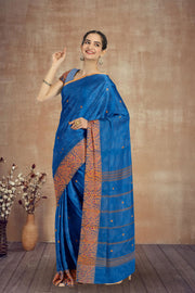 Blue Handloom Chettinad Cotton Saree 10075084