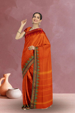 Orange Handloom Chettinad Cotton Saree 10075102
