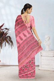 Pink Sanganeri Printed Silk Cotton Saree 10075711