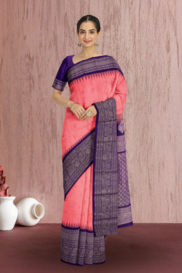 Pink Gadwal Kuttu Silk Saree 10075413