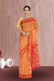 Brown Handloom Gadwal Kuttu Cotton Saree Without Blouse 10061442