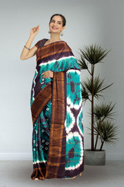 Blue Handcrafted Sungudi Cotton Saree 10074929