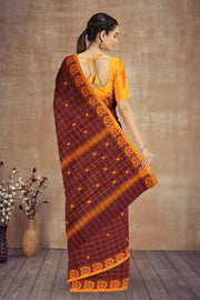Brown Handloom Chettinad Cotton Saree 10075871